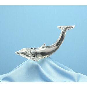 Vintage Baccarat Crystal Dolphin Figurine Tail Up France 6" Long Signed